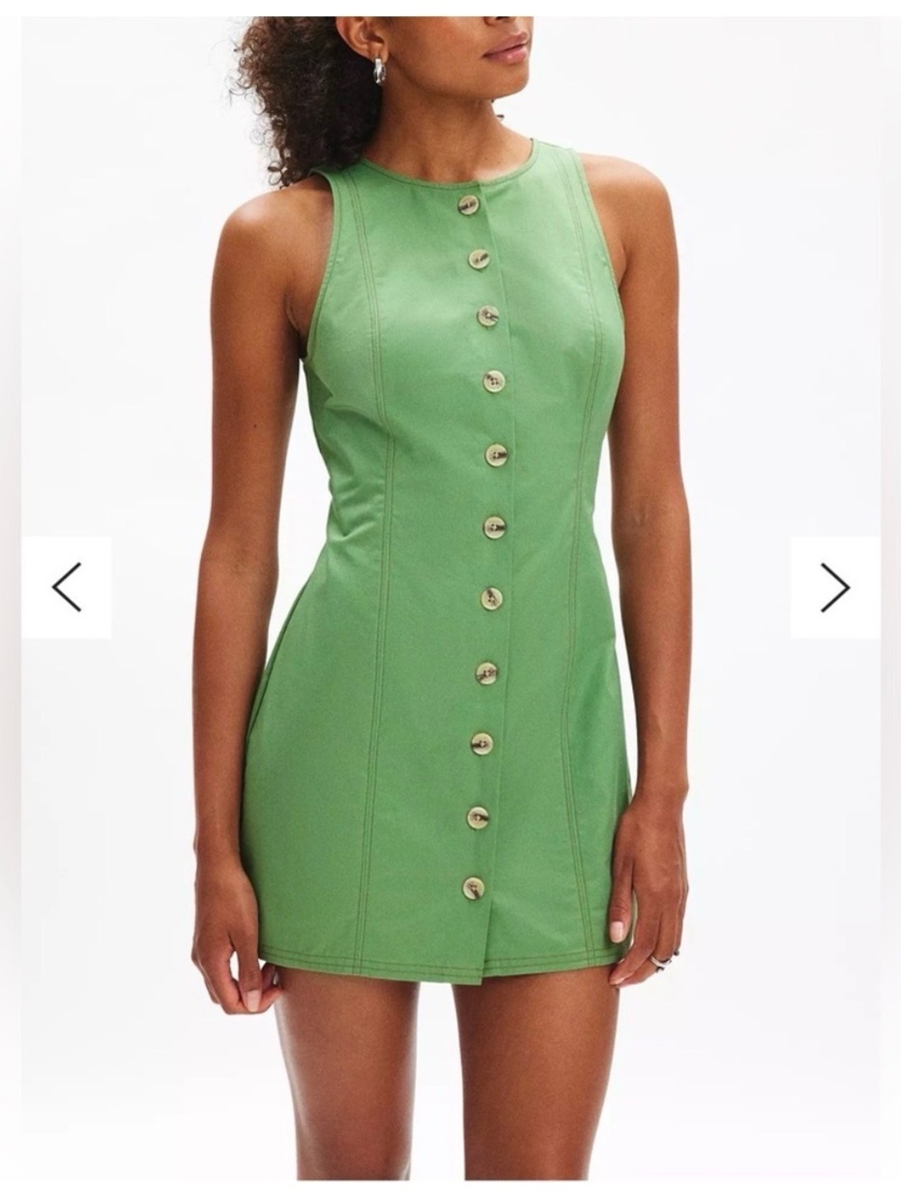Urban Outfitters - Kimchi Blue Light Green Button-Front - open back Mini Dress